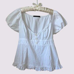Brandy Melville White Babydoll Peplum Top (OLD DESIGN)